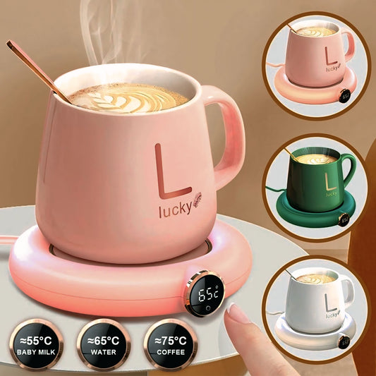 Grabzaa™ USB Cup Warmer – 3-Temp Adjustable, LED Display, Perfect for Home & Office