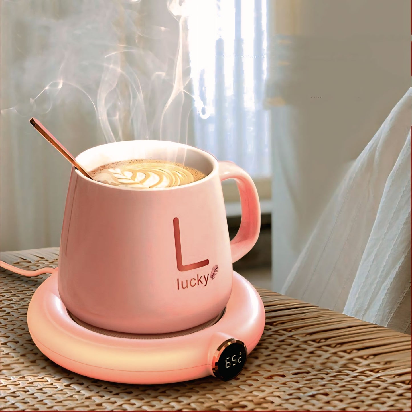 Grabzaa™ USB Cup Warmer – 3-Temp Adjustable, LED Display, Perfect for Home & Office