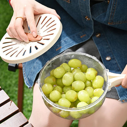 Grabzaa™ Foldable Fruit & Vegetable Drain Basket – Multi-Use Washing Bowl with Lid & Colander!