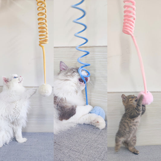 Grabzaa™ Interactive Spring Cat Toy – Self-Hi Sucker with Rabbit Hair Ball for Endless Fun