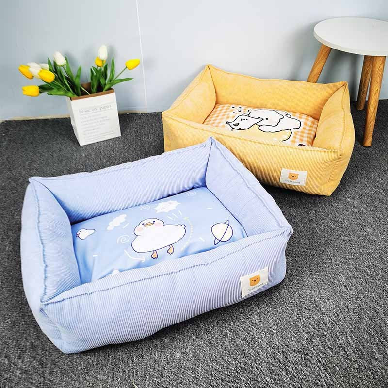 Grabzaa™ Fabric Craft Square Pet Bed – Warm & Cozy Sleeping Nest