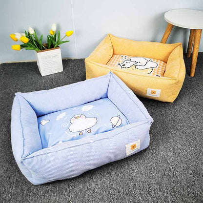 Grabzaa™ Fabric Craft Square Pet Bed – Warm & Cozy Sleeping Nest