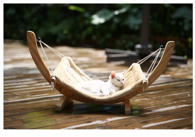 Grabzaa™ Wooden Cat Hammock Bed – Stylish & Cozy Resting Spot