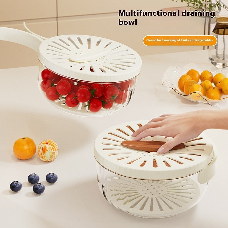 Grabzaa™ Foldable Fruit & Vegetable Drain Basket – Multi-Use Washing Bowl with Lid & Colander!