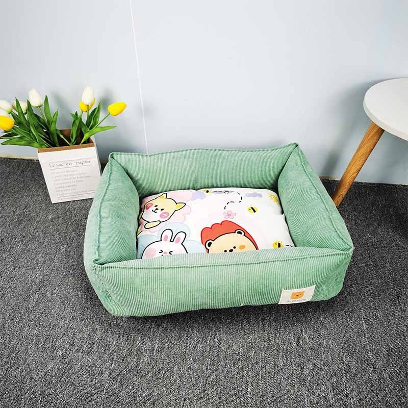 Grabzaa™ Fabric Craft Square Pet Bed – Warm & Cozy Sleeping Nest