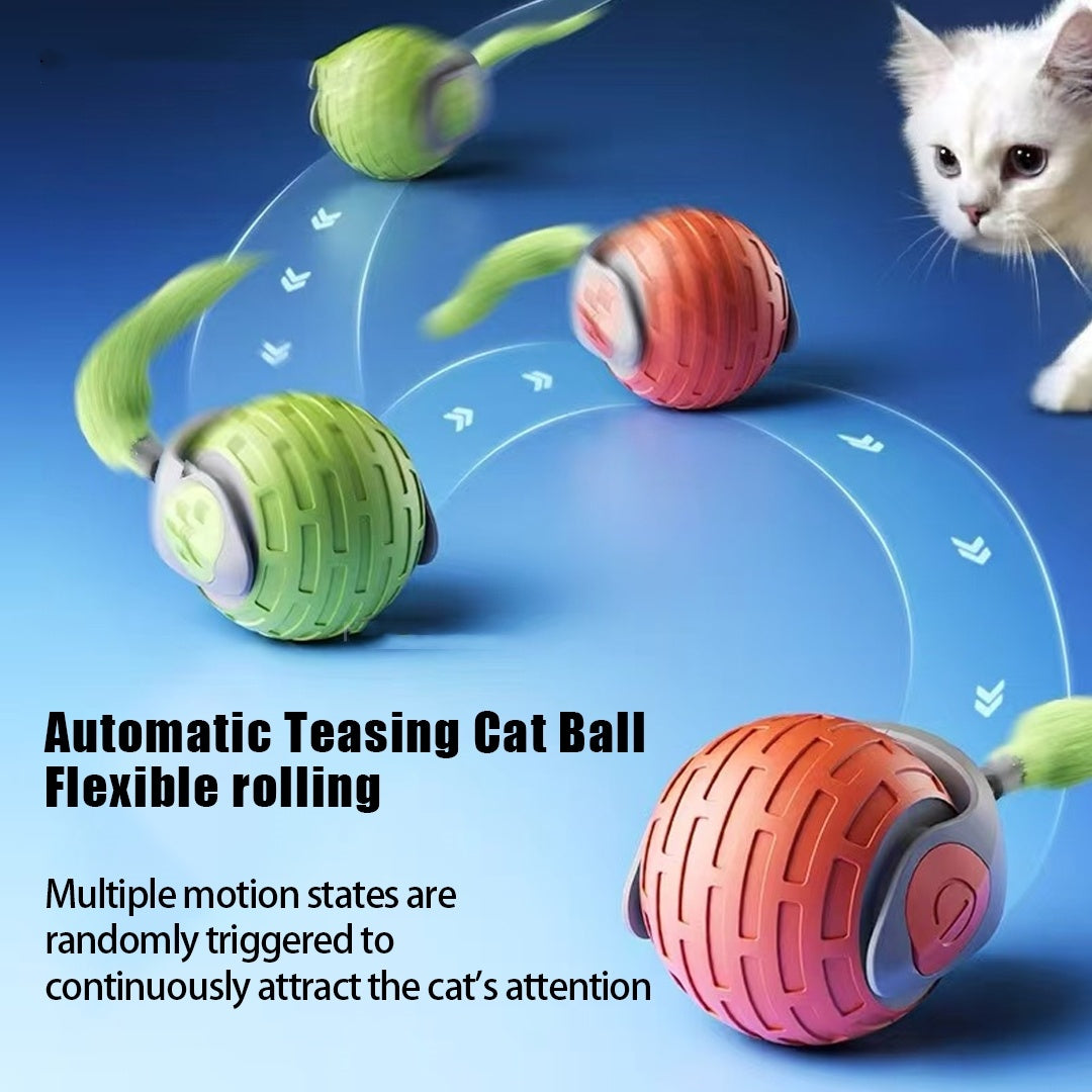 Grabzaa™ Smart Interactive Cat Ball – Automatic Rolling & USB Rechargeable Toy