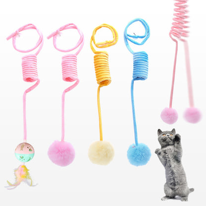 Grabzaa™ Interactive Spring Cat Toy – Self-Hi Sucker with Rabbit Hair Ball for Endless Fun