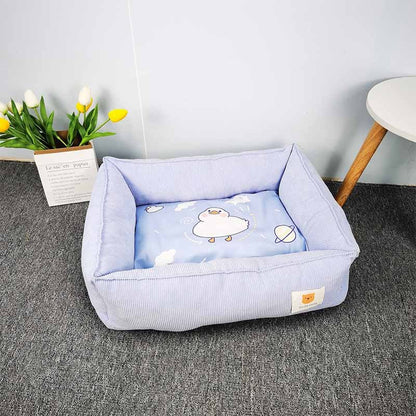 Grabzaa™ Fabric Craft Square Pet Bed – Warm & Cozy Sleeping Nest