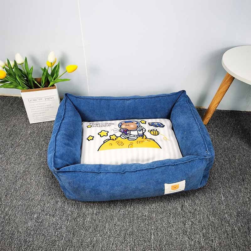 Grabzaa™ Fabric Craft Square Pet Bed – Warm & Cozy Sleeping Nest