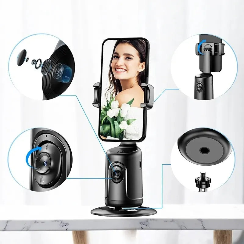 Grabzaa™ 360° Auto Face Tracking Gimbal – Your Smart AI-Powered Video Companion!